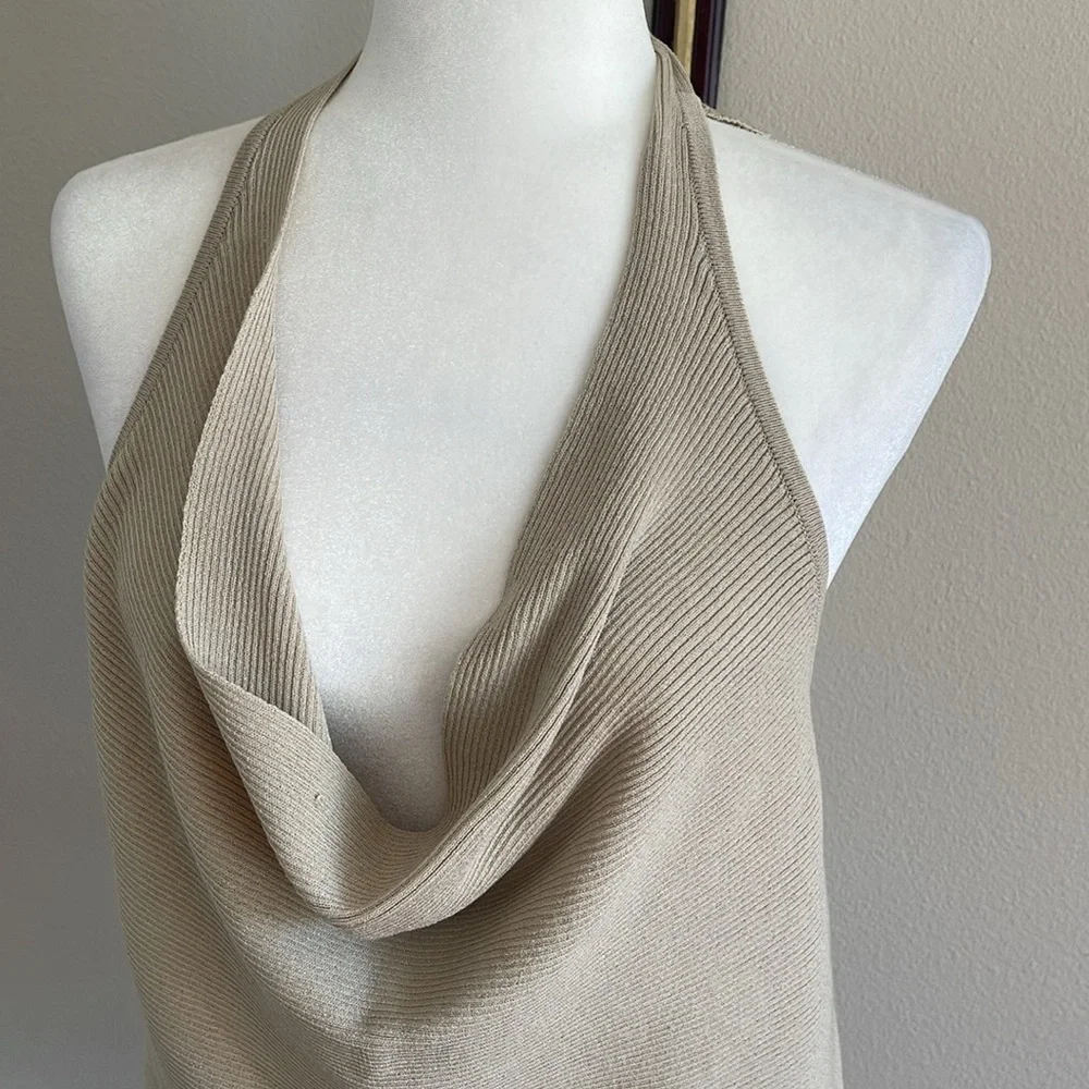 New Cream Halter Neck Top Size L - Picture 2 of 5